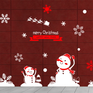 그래픽스티커 ch471-산타를배웅하는눈사람들 /크리스마스스티커
