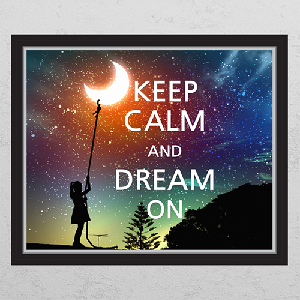 뮤럴시트지 cm104-keep calm and dream on_창문그림액자/창문프레임/그림액자/달/어린이/keep calm/레터링