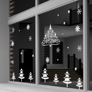 그래픽스티커 cs229-눈 내리는 전나무숲 /크리스마스스티커