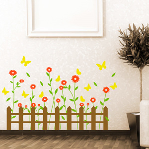 그래픽스티커 ia161-꽃과 나비가 머무는 봄날의 울타리