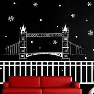 그래픽스티커 ij021-눈 내리는 런던의 타워브릿지